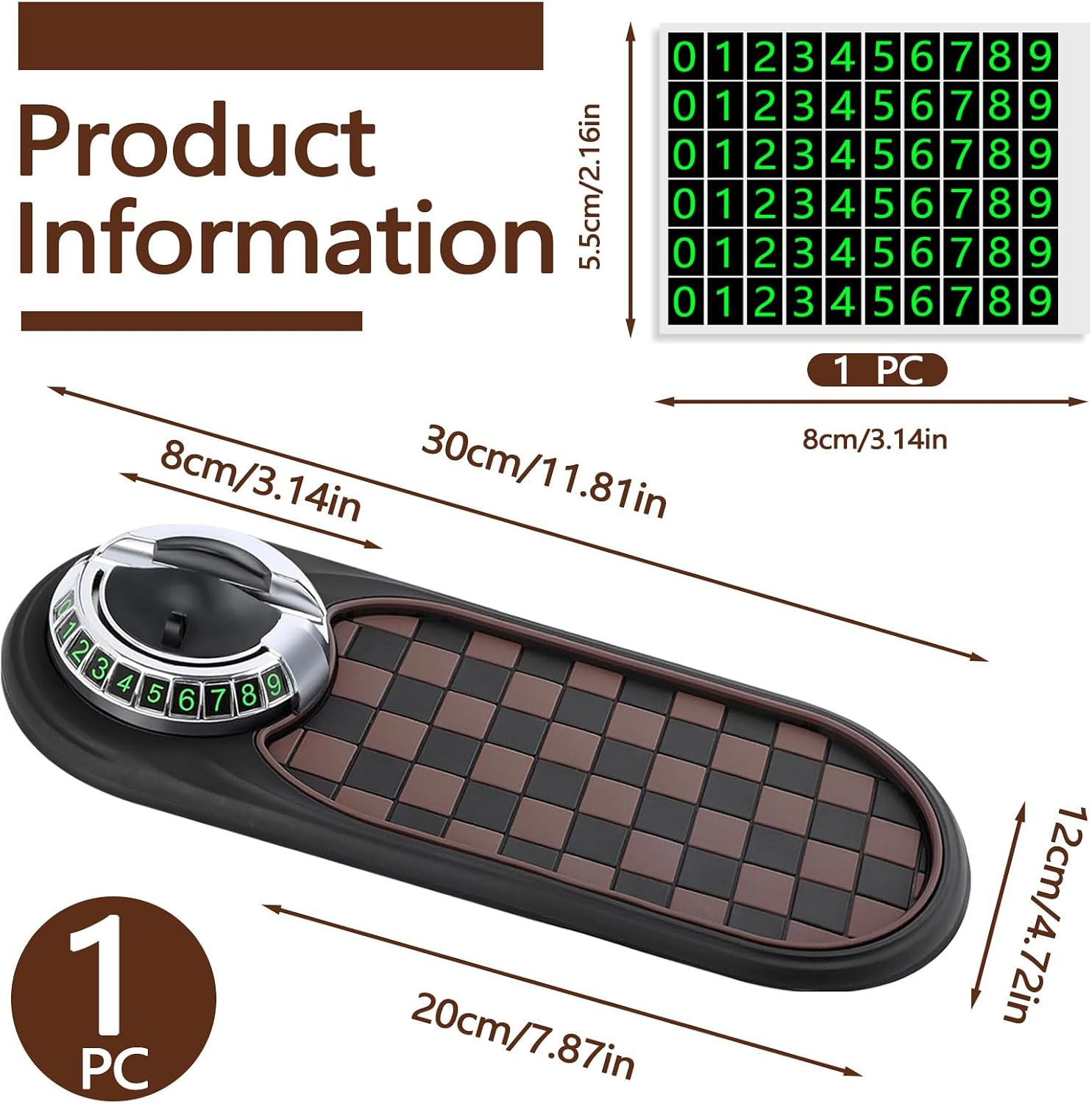 Huakaile Multifunctional Car Anti-Slip Mat with Rotatable Auto Phone Holder, Universal Car Dashboard Mat with Temporary Parking Number, Vehicle Mount Anti Skid Pad for Sunglasses Keys Gadgets (Brown)