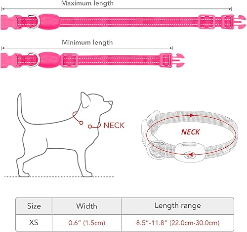 Miniatura 5 de Vizpet Collar LED para perro gato recargable por USB y tamaño XS ajustable, collar de nailon brillante para mascotas de seguridad para gatos y
