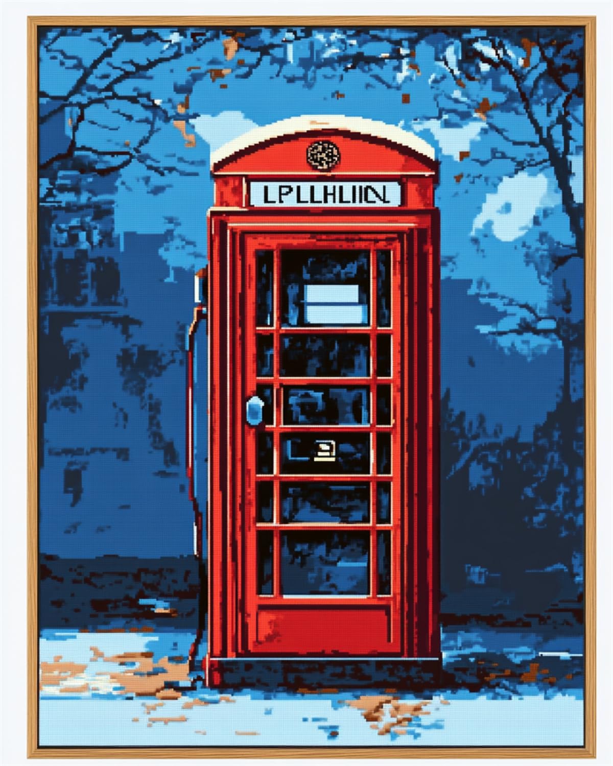 AMBATTERY Latch Hook Kits For Kids blue phone booth Printed Canvas Tapestry Kits Embroidery Kits DIY Crochet Yarn Kits for Beginners Adults Kids Craft Kit 21x29in