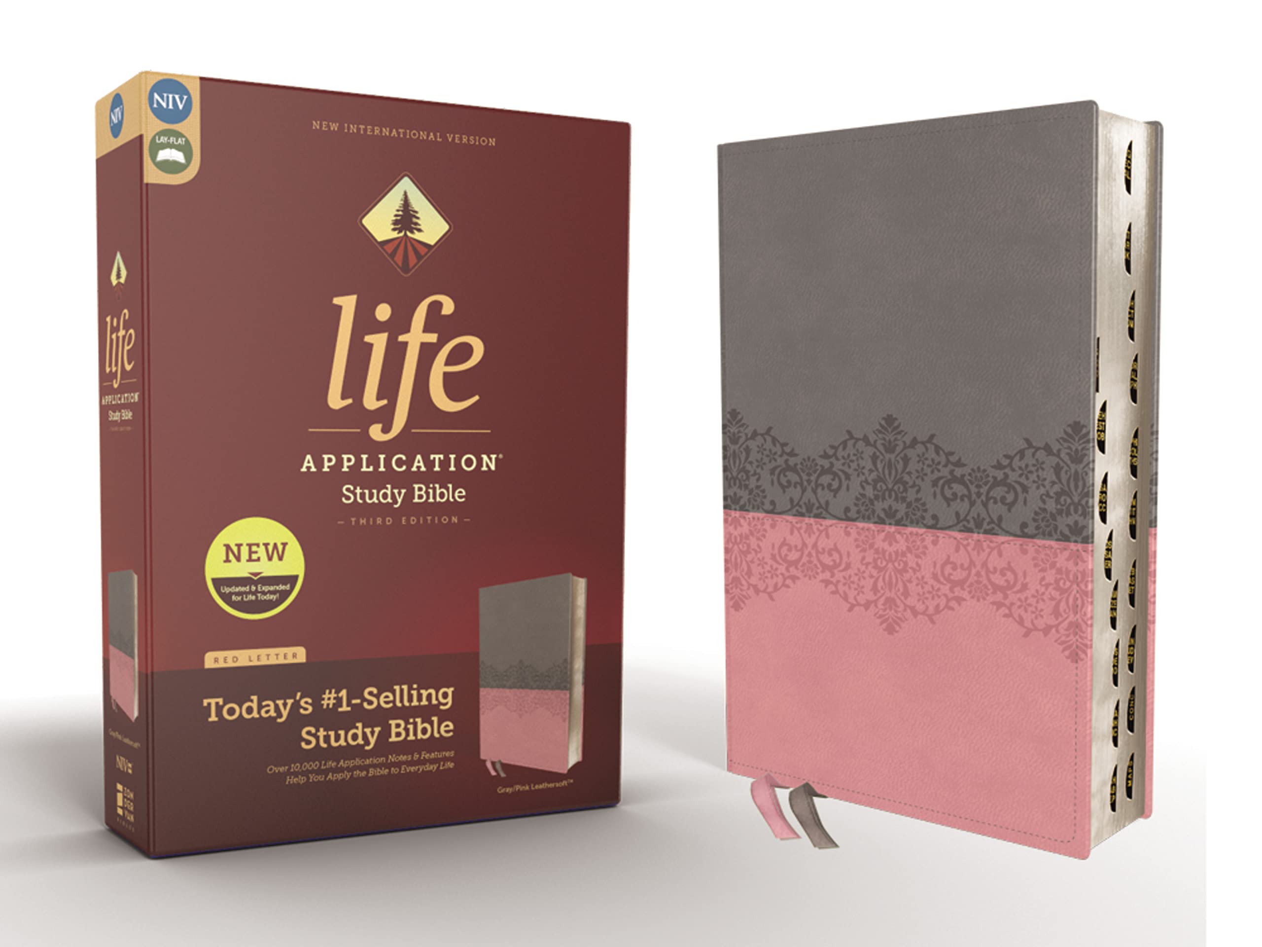 Niv, Life Application Study Bible, Third Edition, Leathersoft, Gray/Pink, Indexed, Red Letter Edition: New International Version, Gray/Pink, Leathersoft, Red Letter Edition, Thumbed Index Imitation Leather – Import, 29 October 2019