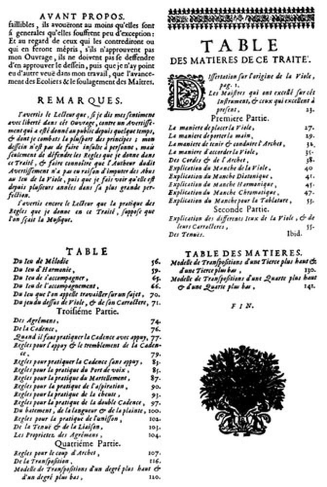 Méthodes & Traités Viole de Gambe : France 1600-1800