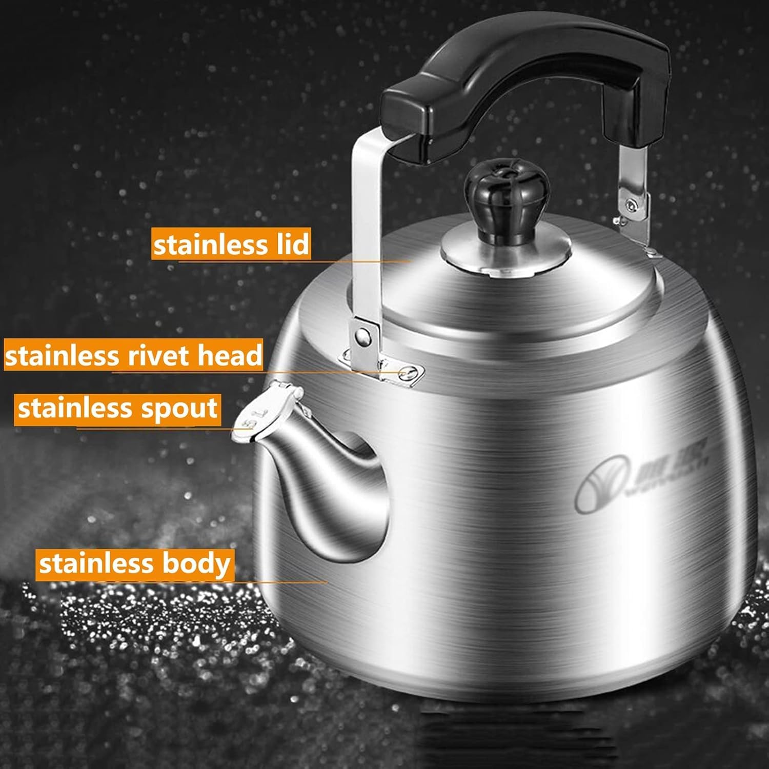 Camping-Pfeifkessel, Pfeifender Teekessel aus Edelstahl for den Herd, weiß, 4–6 l(4L)