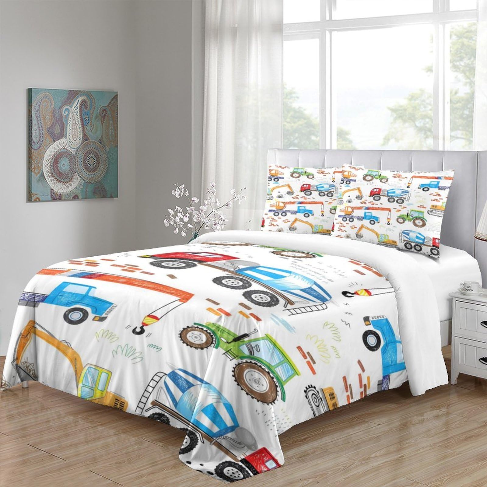 Bagger Traktor Bettwäsche Set Kinder Microfaser Jungenzimmer
