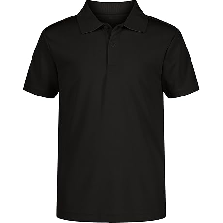 Boys Black Short Sleeve Polo: Moisture-Wicking Uniform Essential