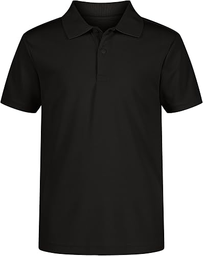 Nautica - Camiseta tipo polo de manga corta para uniforme escolar de niños, con cierre de botones y material de alto rendimiento que absorbe la