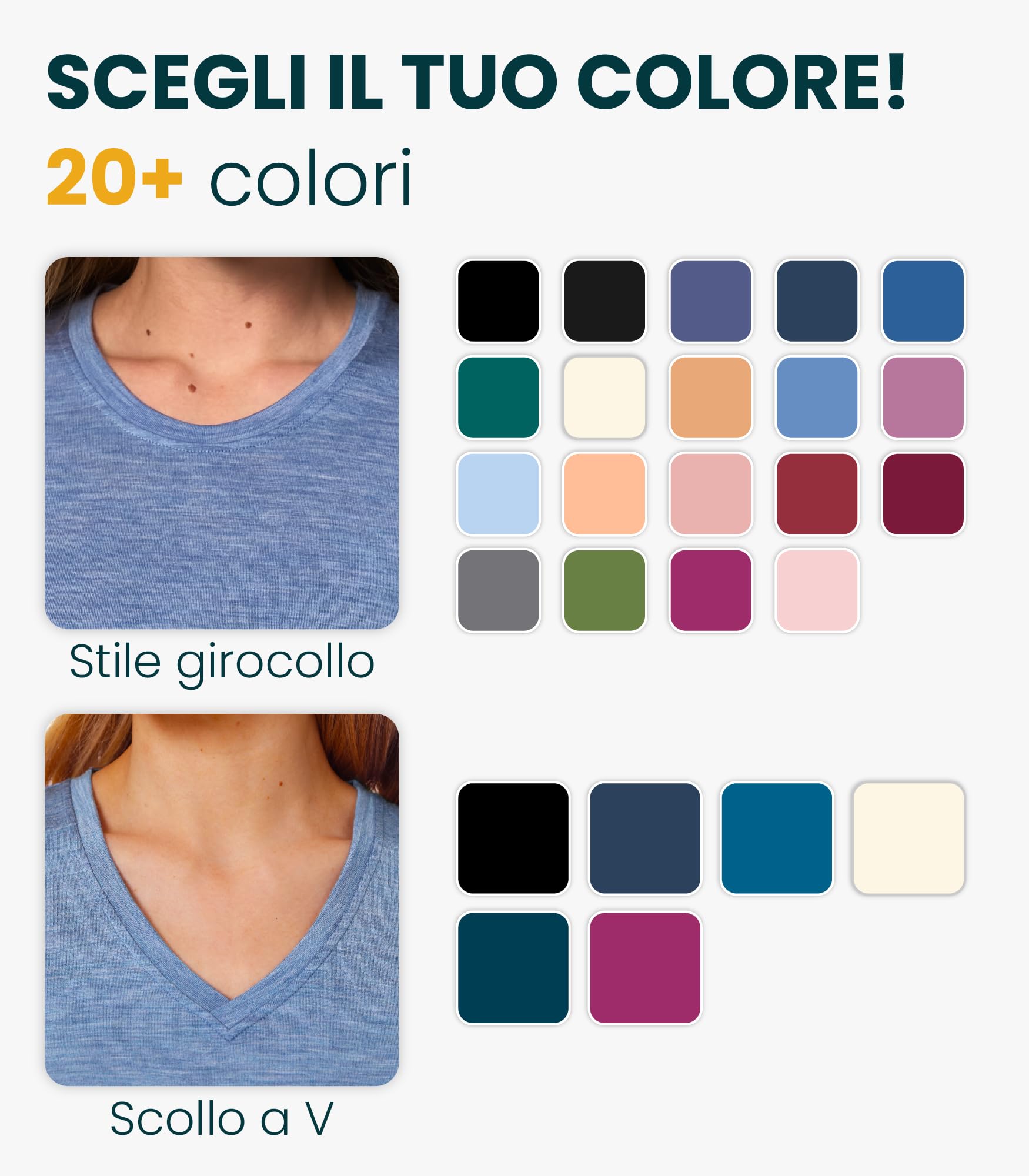 Merino.tech Maglietta Donna - T Shirt Lana Merino Manica Corta, 100% Intimo Lana Merinos Donna