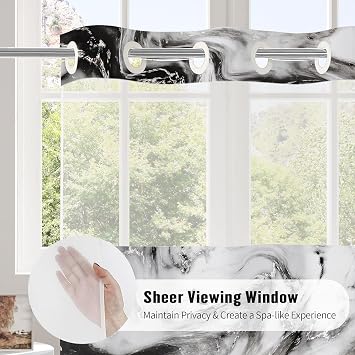MitoVilla Black White Marble Small Stall Shower Curtain 36 x 74, No Hooks Required Half Size Narrow Fabric Shower Curtain Set with Snap-in Liner for Modern Bathroom Decor