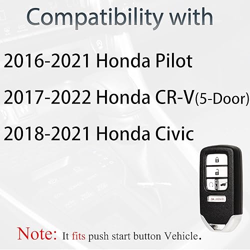 Miniatura 3 de Llavero de entrada sin llave compatible con Honda Pilot CRV Civic 2016 2017 2018 2019 2020 2021 Control remoto inteligente botón de arranque de