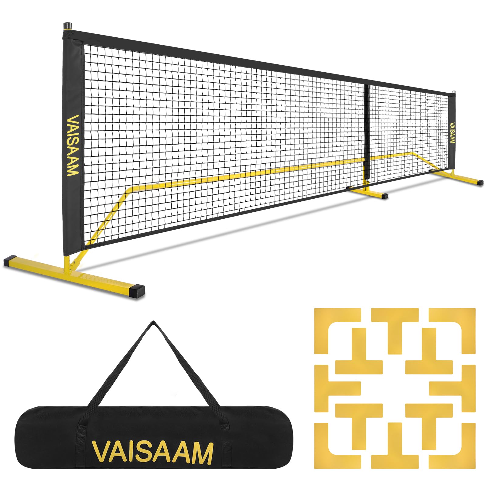 VAISAAM Portable Pickleball Net System 22FT Full Court Official Regulation Size Pickle Ball Nets Indoor & Outdoor with Court Line Marker and Carrying Bag