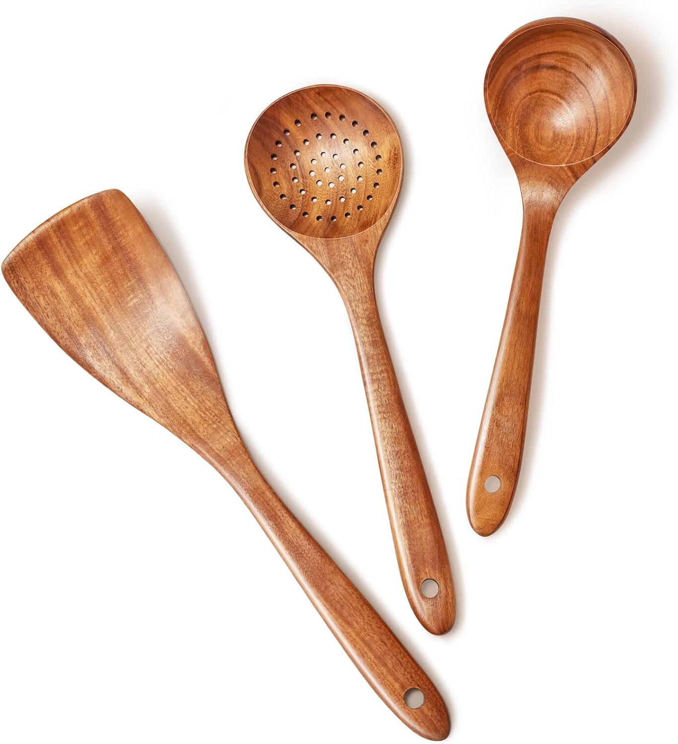 Teak Wooden Kitchen Utensil Set, 3 PCS Wooden Spoon Set and Spatulas for Nonstick Cookware, Natural Teak Wood Kitchen Tools Set Teak Wooden Kitchen Utensil Set, 3 PCS Wooden Spoon Set and Spatulas for Nonstick Cookware, Natural Teak Wood Kitchen Tools Set