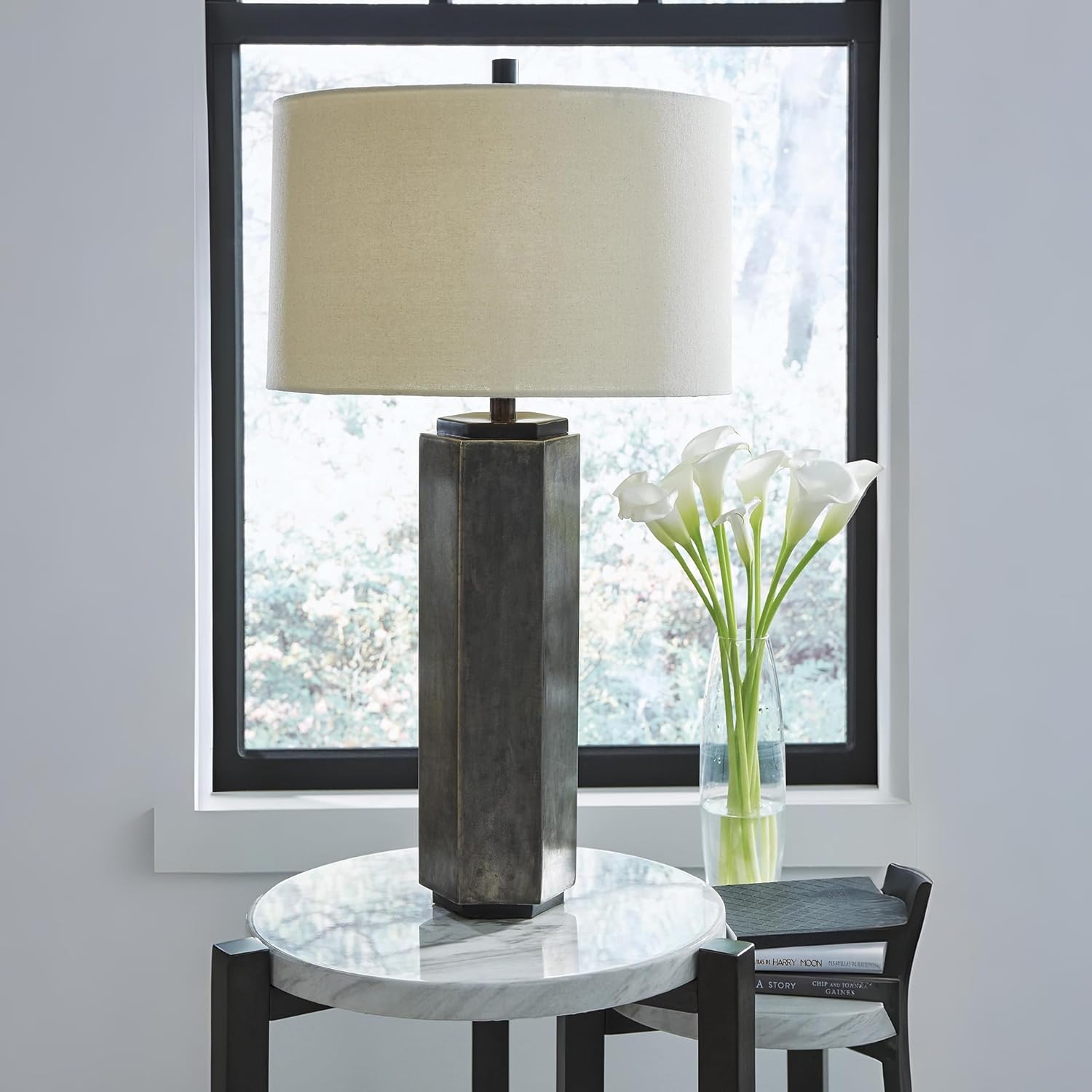 Signature Design by Ashley Dirkton Contemporary 31.38" Table Lamp, Antique Pewter Finish