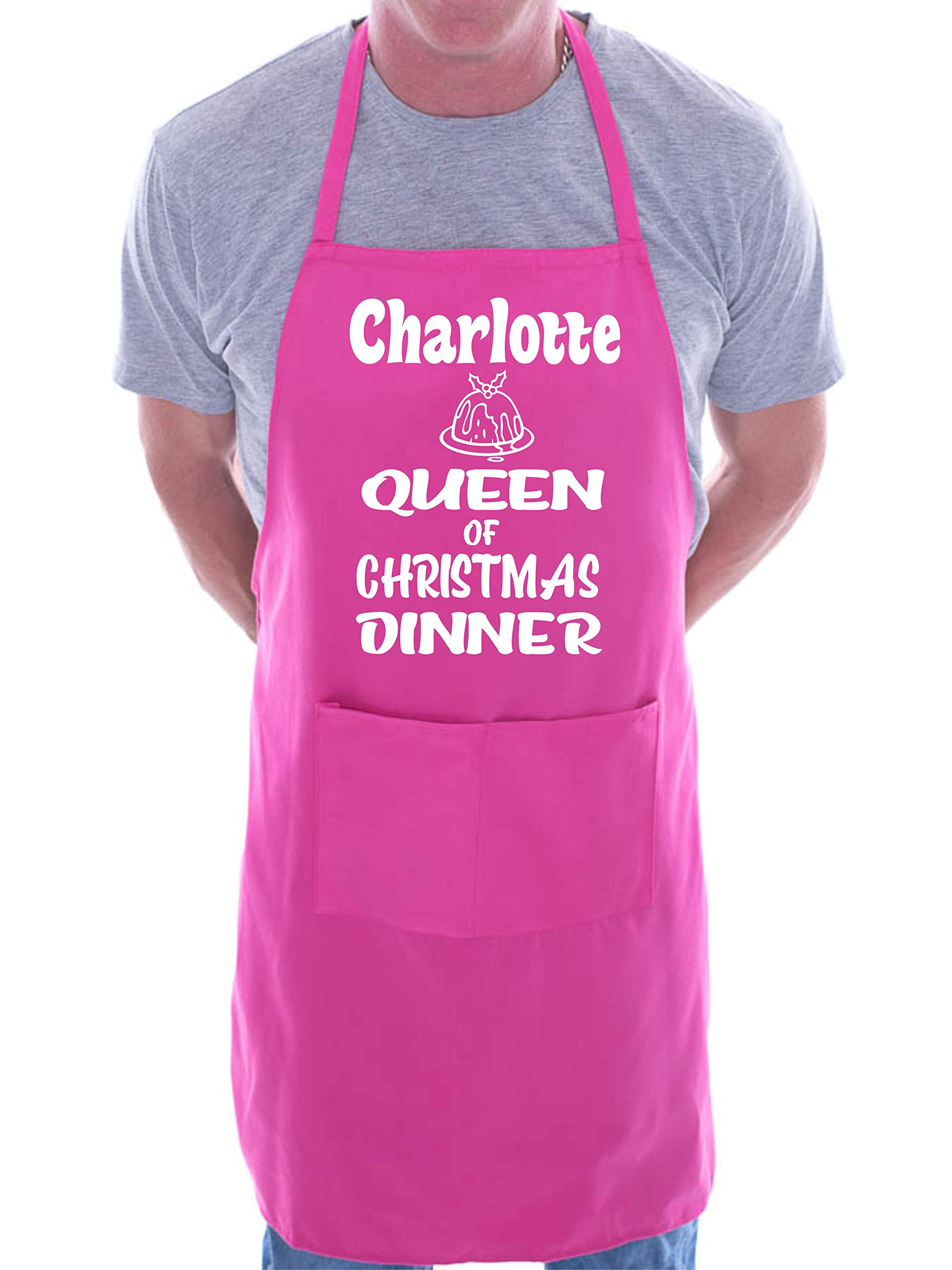 Print4U Charlotte Queen Of Christmas Dinner Personalised Chef BBQ Apron Pink