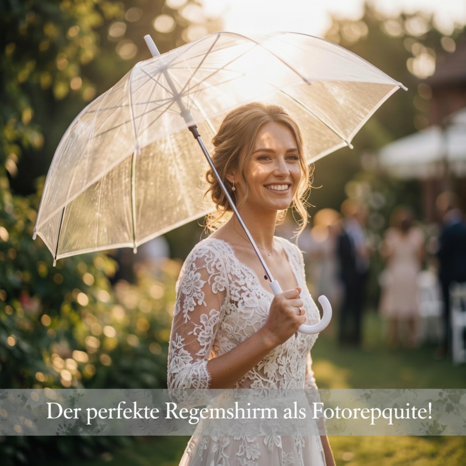 Hestya 12 Stück Transparenter Hochzeitsschirm & Durchsichtige Regenschirm | 102 cm Transparenter Regenschirm Hochzeit für Braut, Brautjungfern - Hochzeitsfotos & Leichter Foto & Dekoschirm