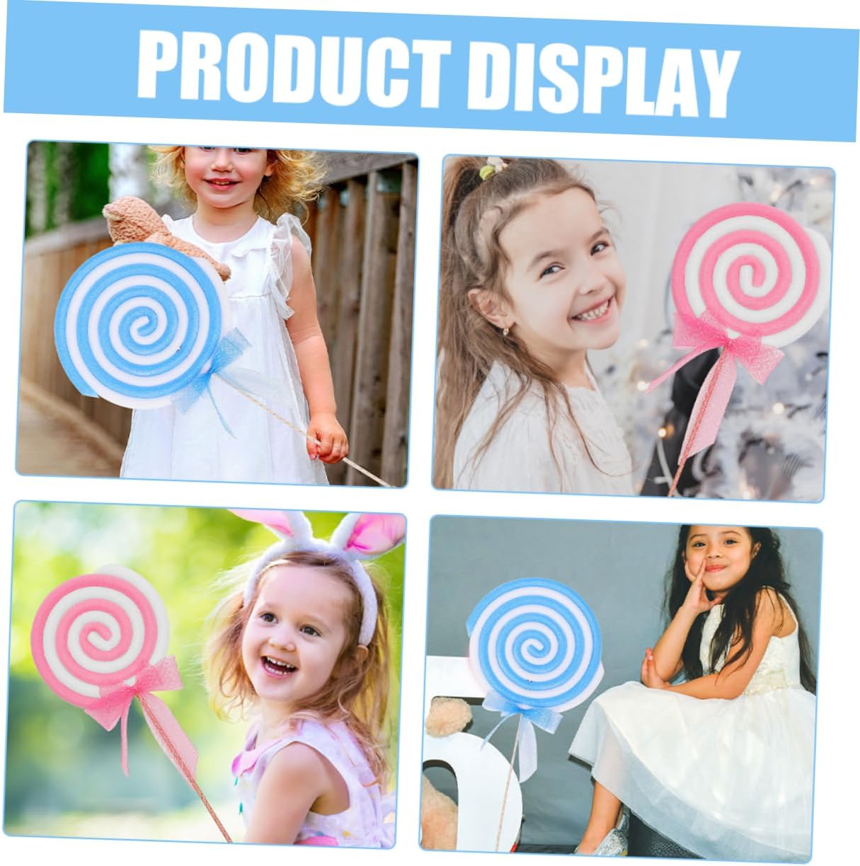 2pcs Realistic Fake Lollipop Models Eye-catching Candy Prop for Photo Shoots Wedding Party Decorations Lightweight Decorative Ornaments Red Blue