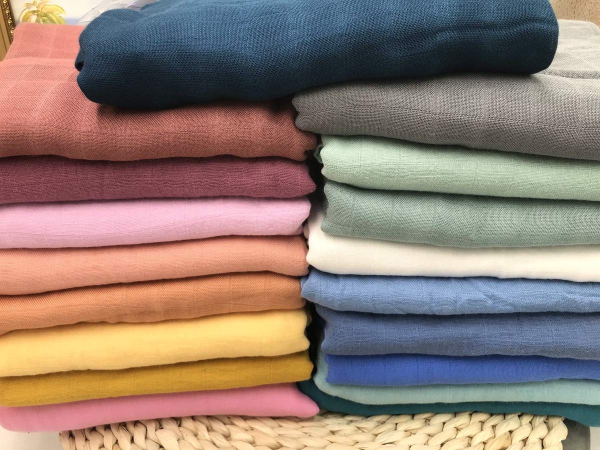 5 mantas de muselina suave de bambú para niños y niñas de 47 pulgadas x 47 pulgadas color sólido (nueva sorpresa)