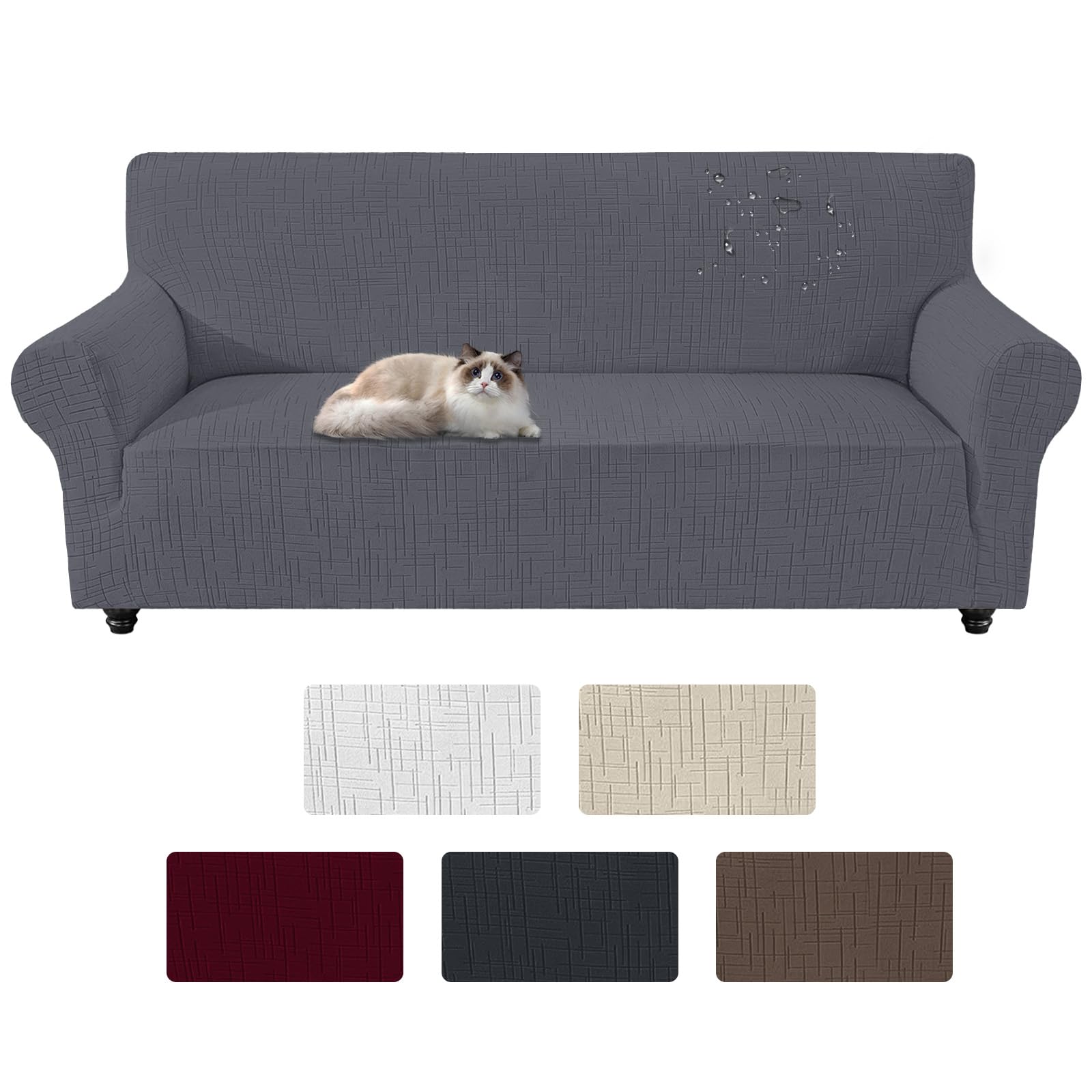 Funda de Sofá 3 plazas, Universales Fundas para Sillones Elástica con Reposabrazos, Funda para Sofa Antiarañazos Gatos, Cubre Sofa Antideslizante Antimanchas (Gris Claro)