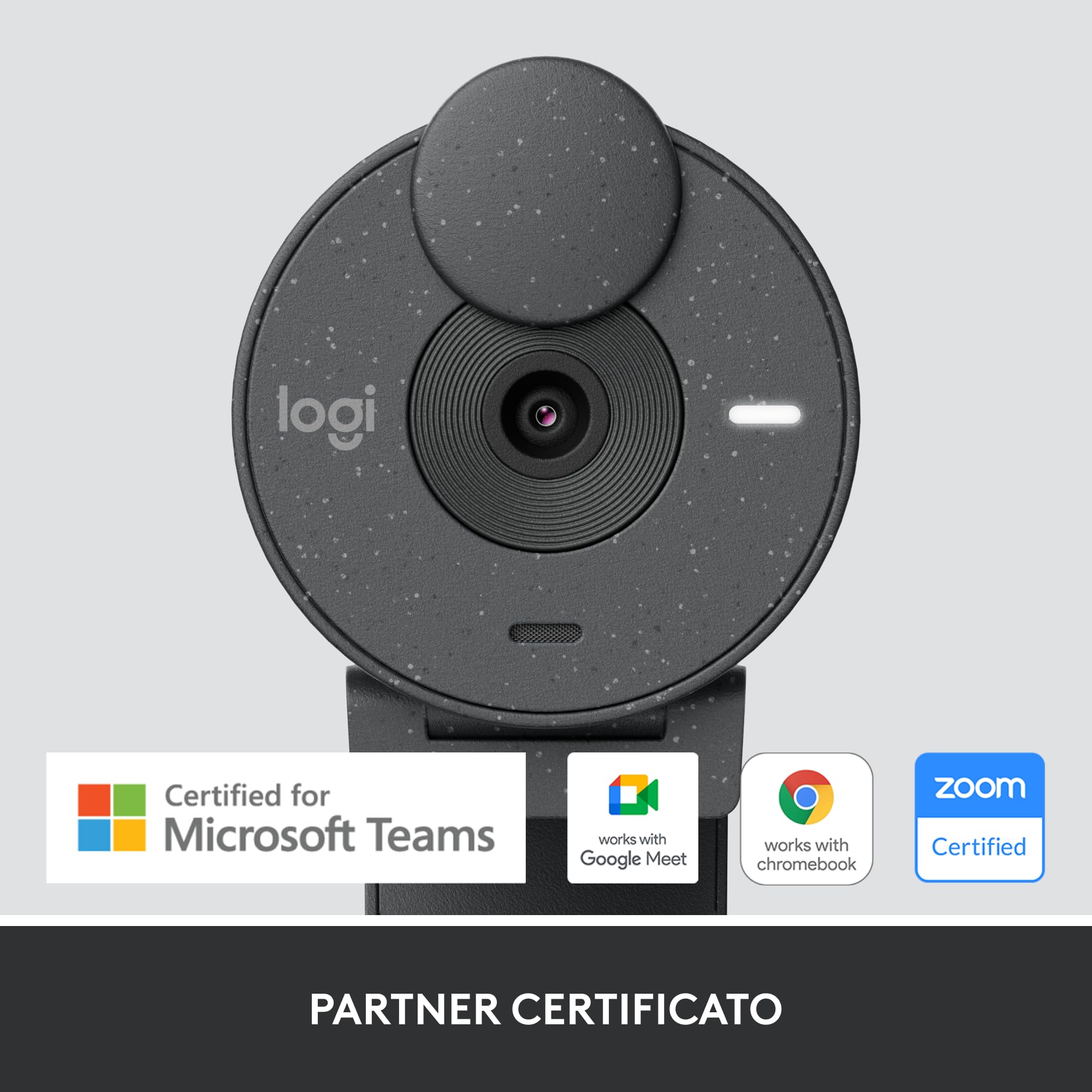 Logitech Brio 305 Webcam Full HD 1080P, copriobiettivo per proteggere la Privacy, Microfoni Mono, Riduzione del Rumore, USB-C, Correzione della Luce, Zoom, Microsoft Teams, Google Meet - Grafite