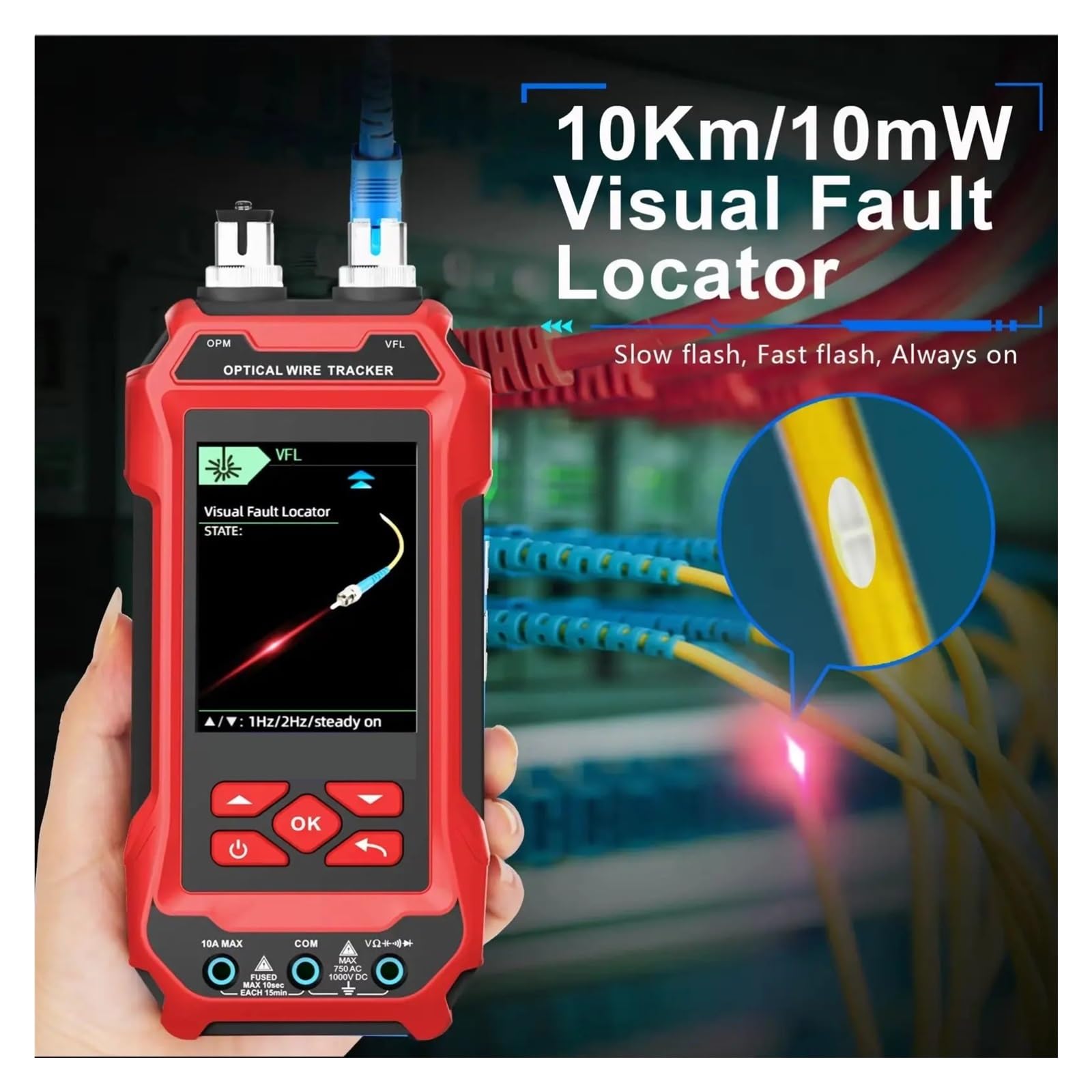 Multifunktionaler Netzwerkkabeltester Multimeter Optischer Leistungsmesser Fehlerorter 4 In 1 Leicht Und Tragbar