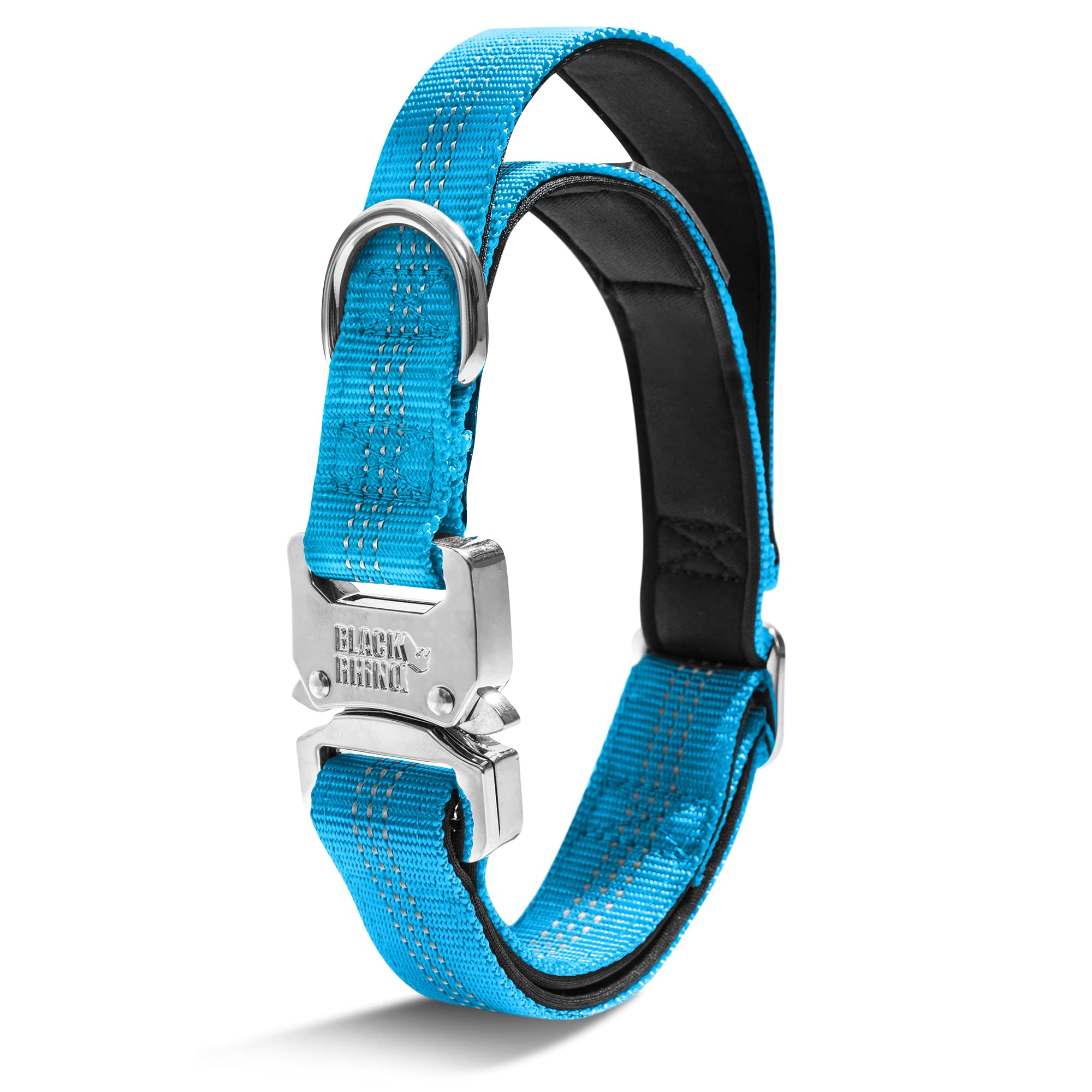 Black Rhino - Collar de Perro Táctico de Neopreno Ultra Suave Acolchado para Entrenamiento - Hebilla de metal resistente - Para perros medianos, grandes, XL - M, Azul , seresto