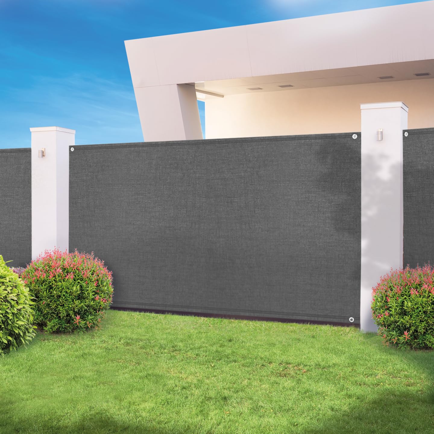 IDMarket - Rete ombreggiante 2x10m, telo rotolo per recinzione giardino 300g/m², gris