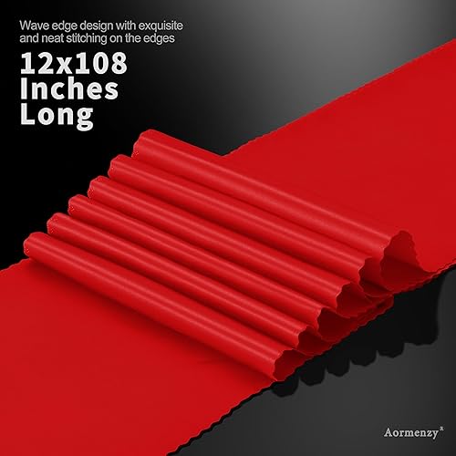 Miniatura 5 de Aormenzy 24 caminos de mesa de satén rojo de 12 x 108 pulgadas, caminos de mesa de boda sedosos, decoración de mesa elegante, caminos de mesa suaves