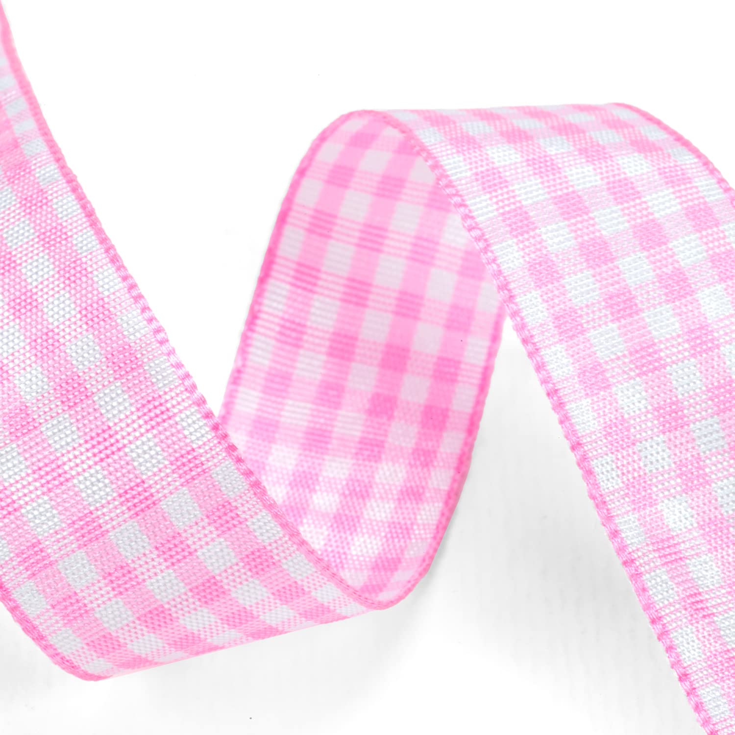 Nastro A Quadretti Rosa 20mm X 25 Metri In Poliestere - Per Confezioni Regalo, Decorazioni Feste, Matrimoni, Bomboniere, Artigianato, Fiocchi