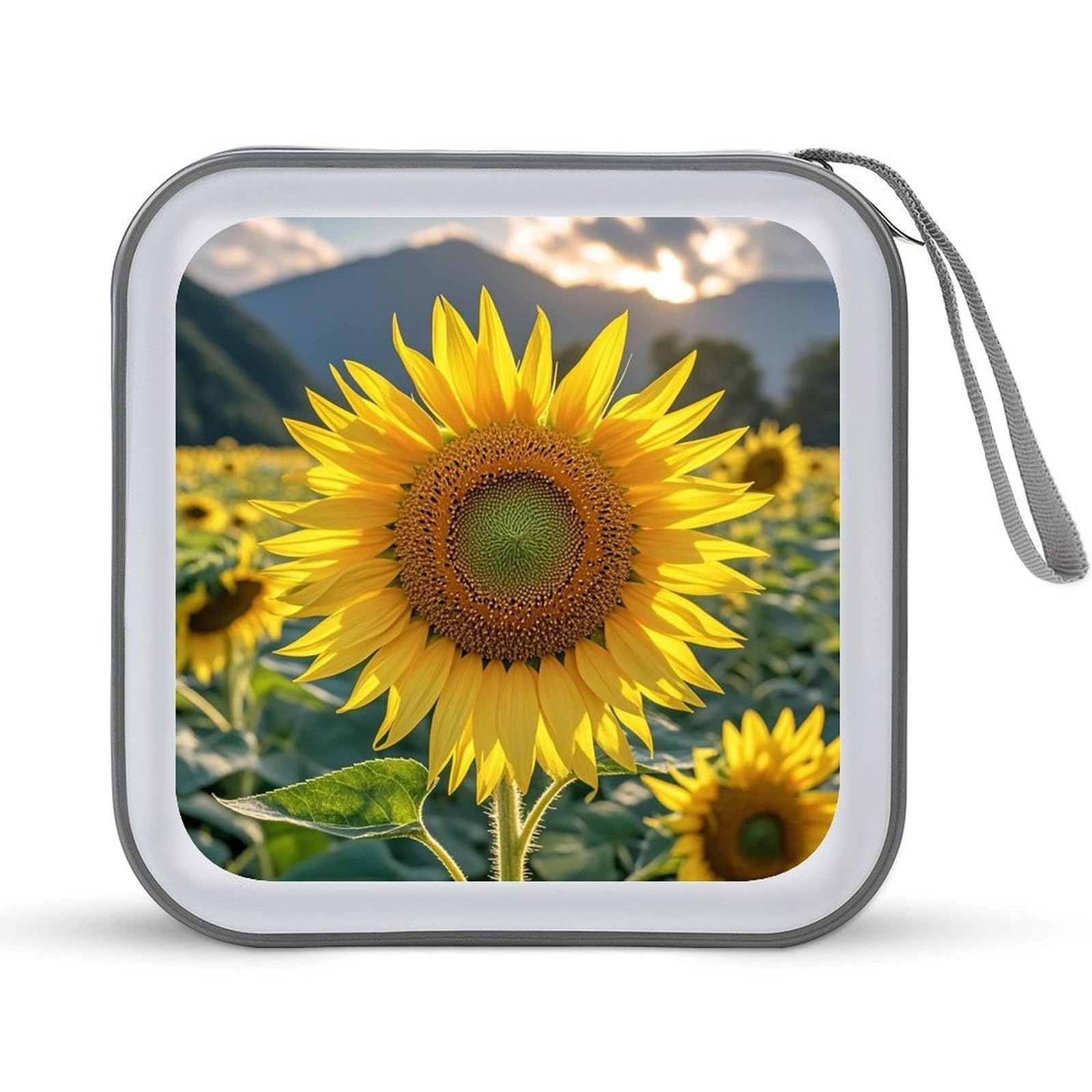 LZQPOEAS The Most Beautiful Sunflower CD Case DVD Case Holder Wallet 40 Capacity Hard Plastic CD/DVD Portable Storage Binder Zipper DVD Disc Cases CD Storage Organizer Holder for Car Home Office