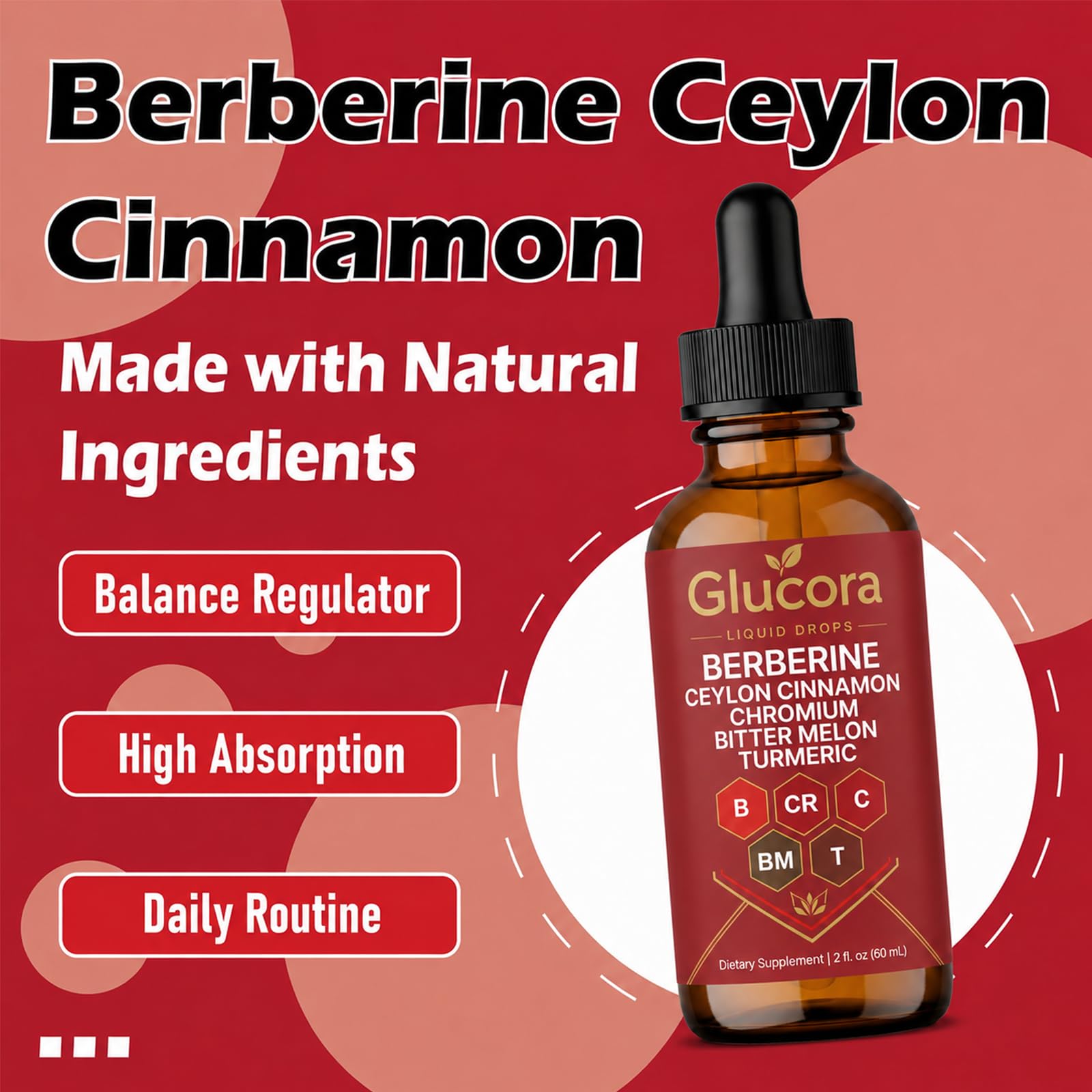 Glucora Berberina Liquida with Ceylon Cinnamon Supplement Liquid Drops — Amazon image 2