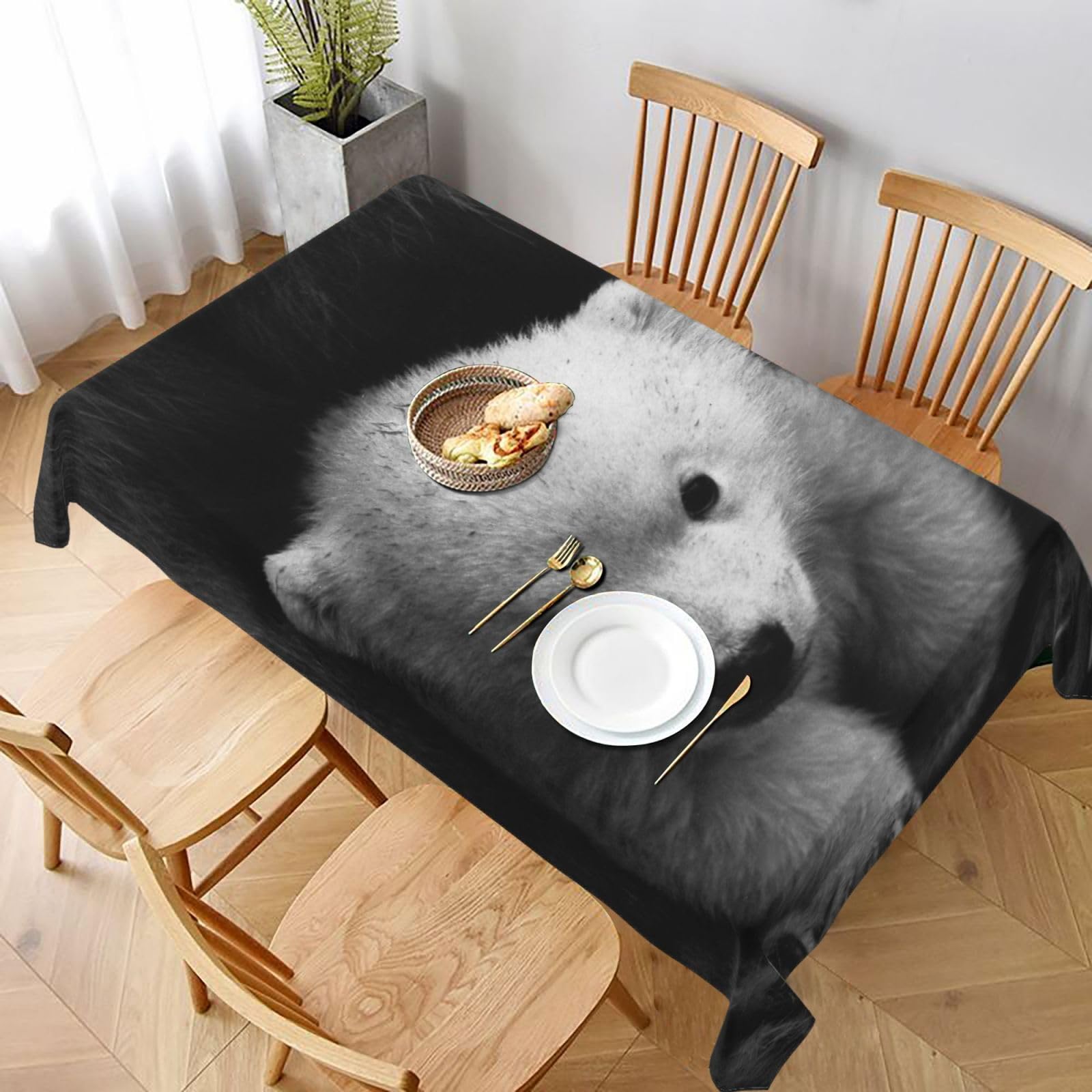 BNVSADC polar bear Printed Rectangle Tablecloth 228x152 CM, Water Resistant Polyester Table Cloth Decorative Fabric Table Covers for Kitchen Dining Table Parties Camping