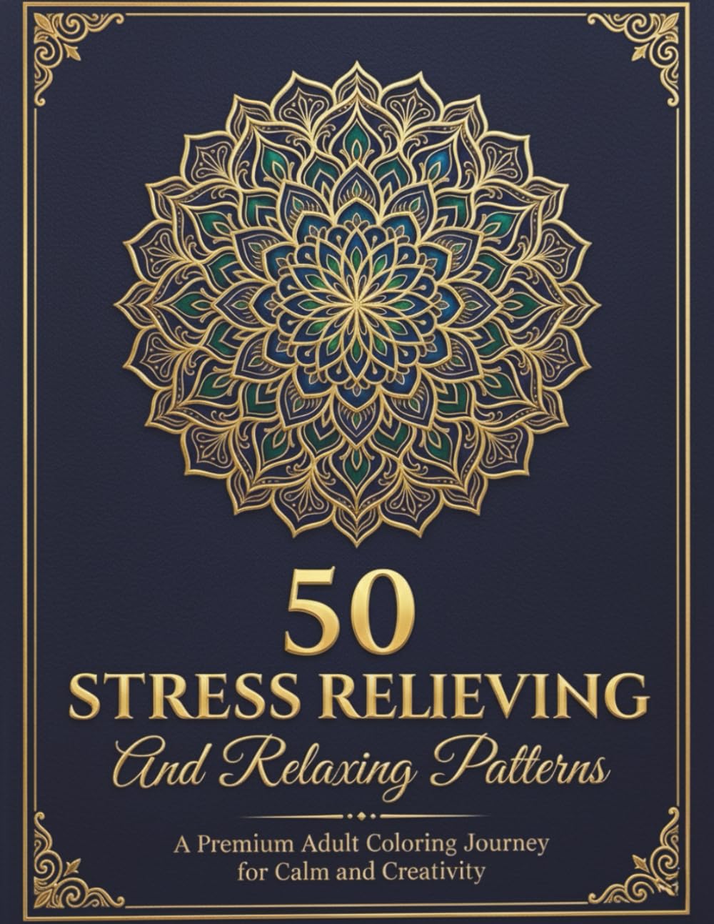 50 Stress Relieving and Relaxing Patterns: Adult Coloring Book with Mandalas, Animals, and Floral Designs for Anxiety Relief and Mindfulness