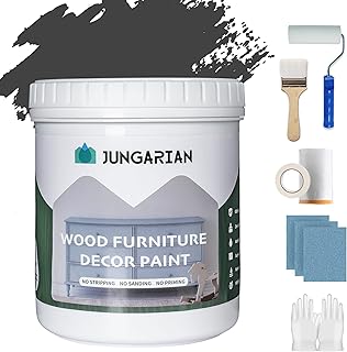 Furniture Paint Kit 32oz with Tools - Water-based & Low Odor All-in-One No Sanding - Matte Finish Indoor Outdoor Wood Paint for Cabinets, Doors, Tables and Dressers - Iron Ore