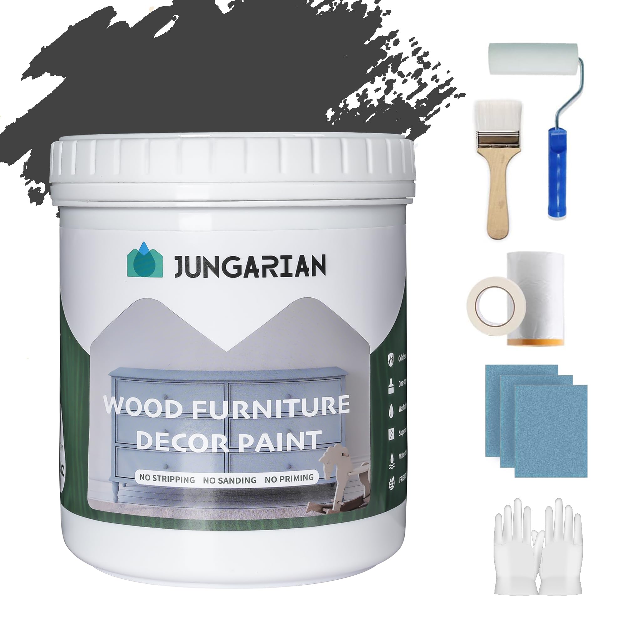 Jungarian Furniture Paint Kit 32oz, Iron Ore