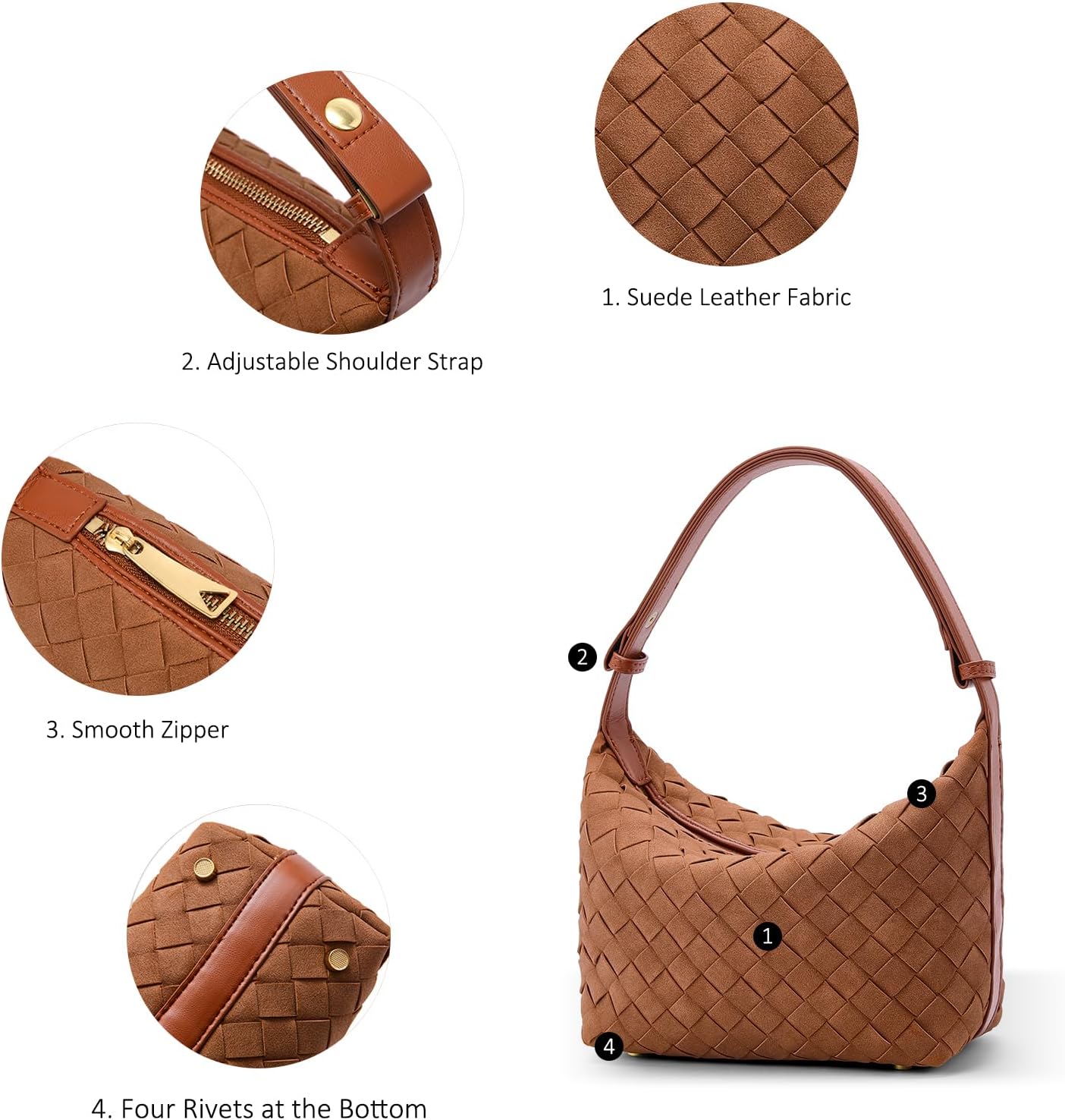 Vegan Leather Handbag for Women: Handwoven Shoulder Crossbody Purse - Designer Inspired Hobo Bag Everyday Casual Use - Image 5