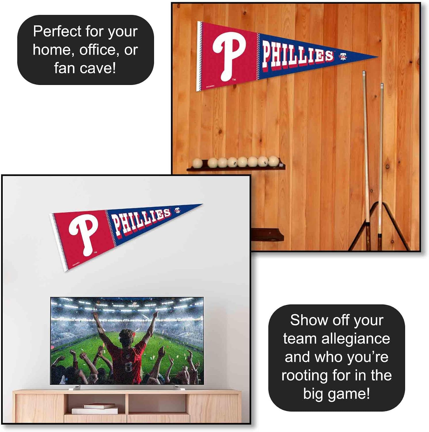 Phillies Block Stitch Full Size Pennant Flag