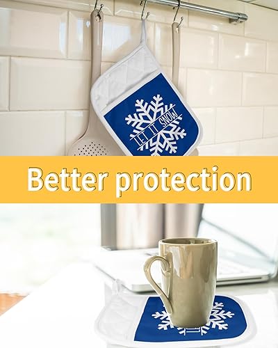 Miniatura 35 de Juego de 4 agarraderas de tela de rizo antideslizantes y aislantes de calor con bolsillo, guantes gruesos para horno, posavasos para hornear