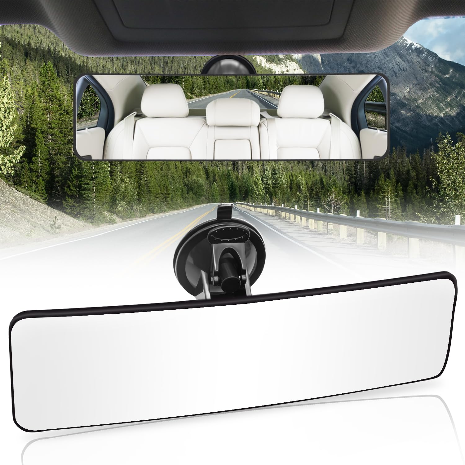 Rear View Mirror, Anti-glare HD Rounded Rectangle Car RearView Mirror