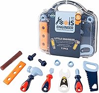 Kiszo 11-Piece Toddler Tool Set with Toolbox - Pretend Play Toys for Ages 3-6, STEM Learning & Motor Skills Gift