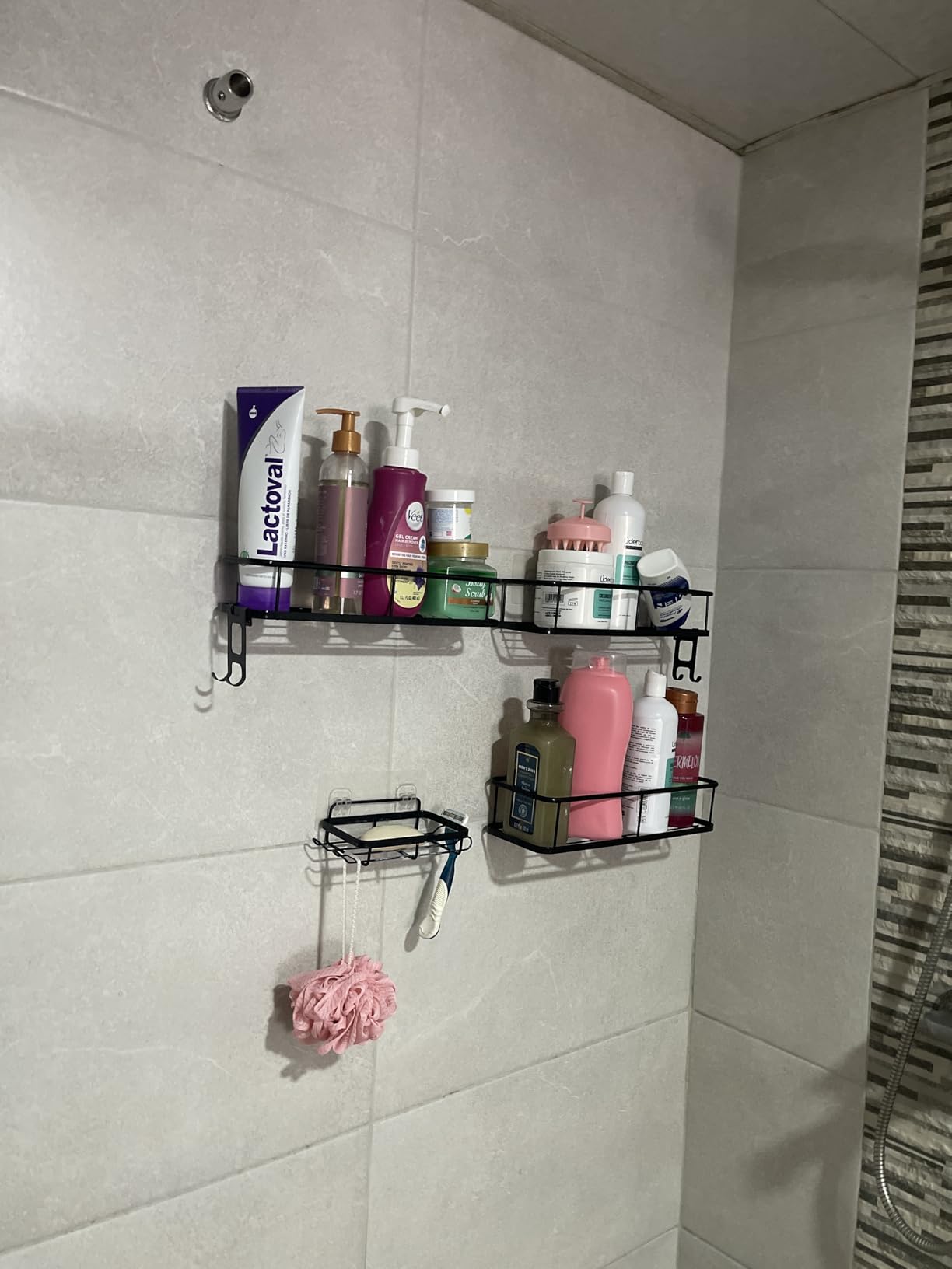 Convenient and sturdy adhesive shower organizer