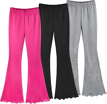 slaixiu Girls Flare Leggings, Mid Waisted Bell Bottom Yoga Pants for Kids & Teen