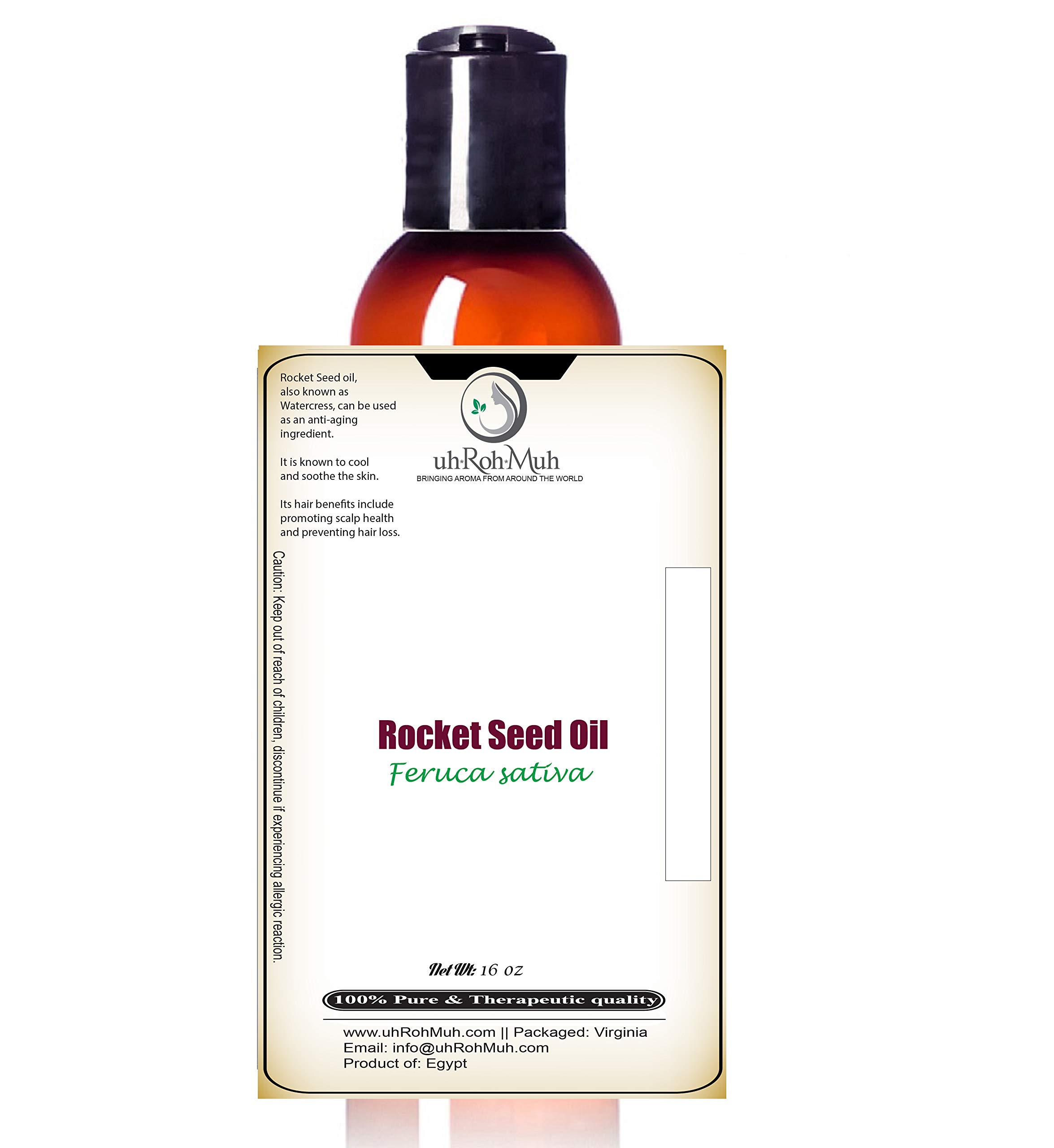 uh*Roh*Muh Arugula Oil (Eruca Sativa) – Taramira Carrier Oil AKA Rocket Seed Organic, Cold-Pressed, Pure & Unadulterated 16 Fl Oz Egypt