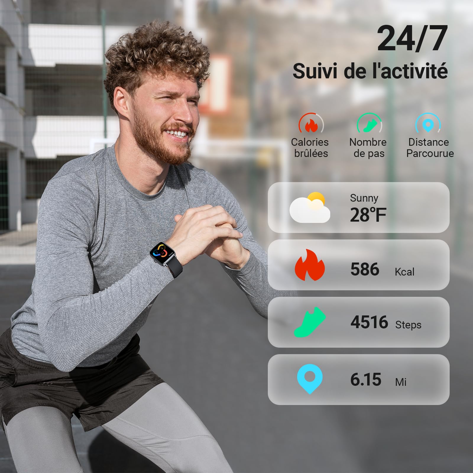 Montre Connectée Homme Femme avec Appel Bluetooth, 1,85" Smartwatch Moniteur de Fréquence Cardiaque/SpO2/Sommeil, Montre de Sport 110+ Modes Sportifs Podomètre, Etanchéité IP68, pour iOS et Android
