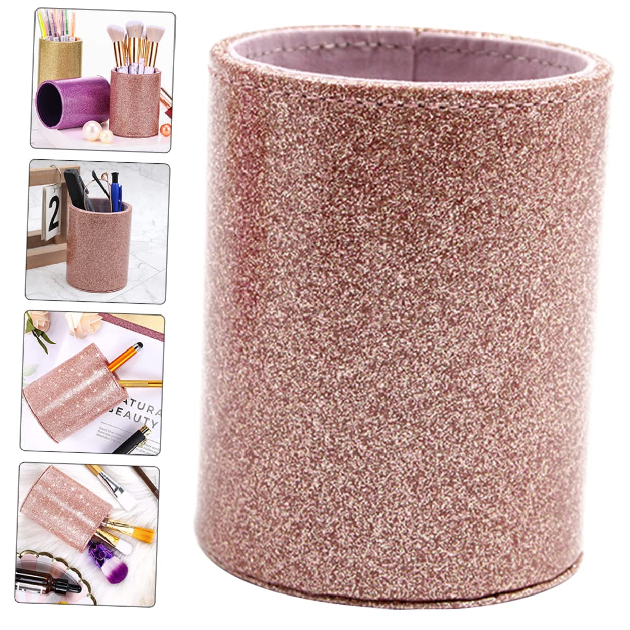 NUOBESTY 4pièces Porte-stylo Pu Scintillant Pour Bureau Organisateur Esthétique Pour Pinceaux De Maquillage Et Petits Objets Accessoire Décoratif Pratique