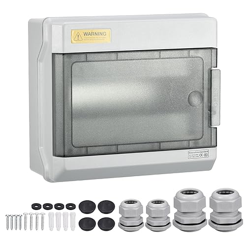 MECCANIXITY Caja de disyuntor de 9 vías IP66 Caja de protección de distribución impermeable para disyuntor de pared interior con conectores