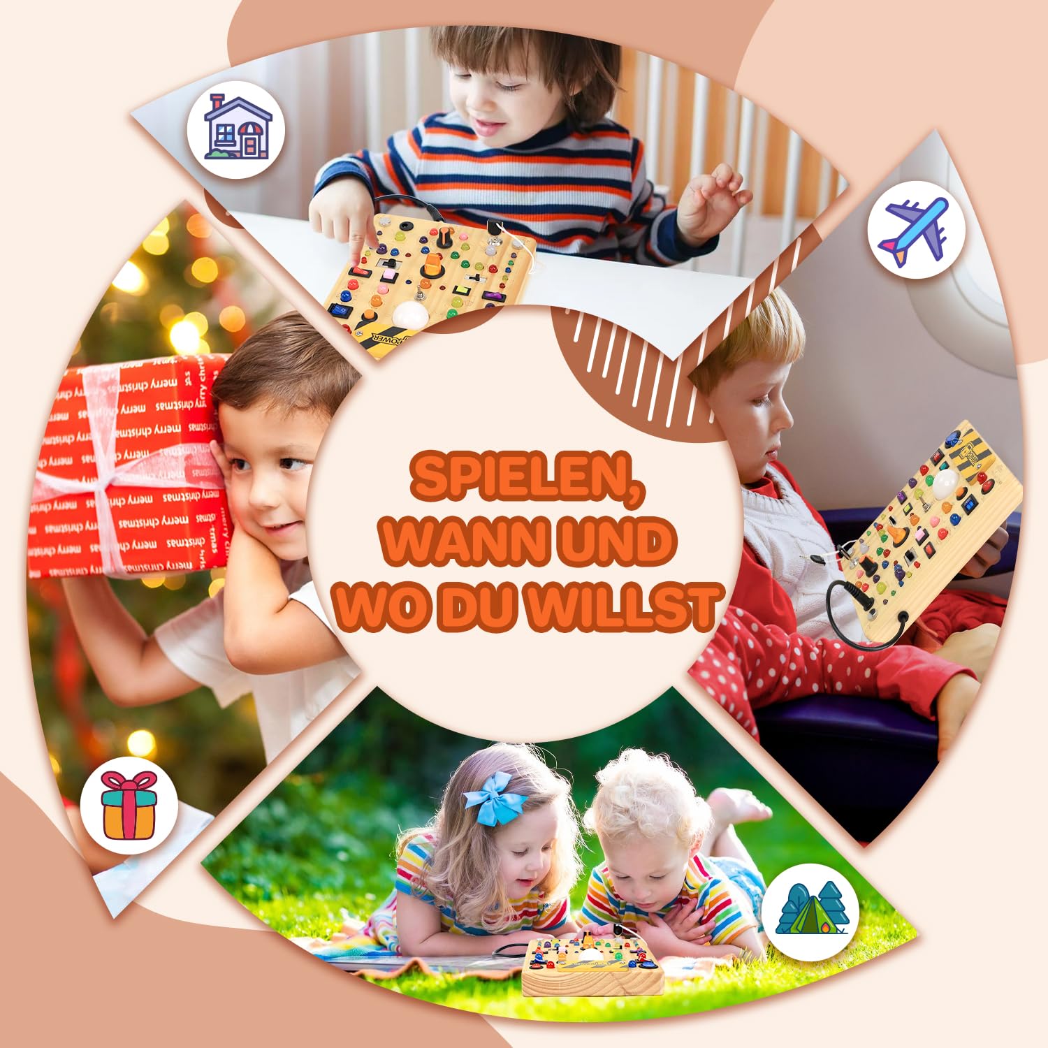 EchoToys Montessori Juguete Busy Board a partir de 1, 2 y 3 años, tablero de actividades de madera, juguete educativo para niños de 1 a 3 años, juguete para bebé y regalo para niños y niñas (19