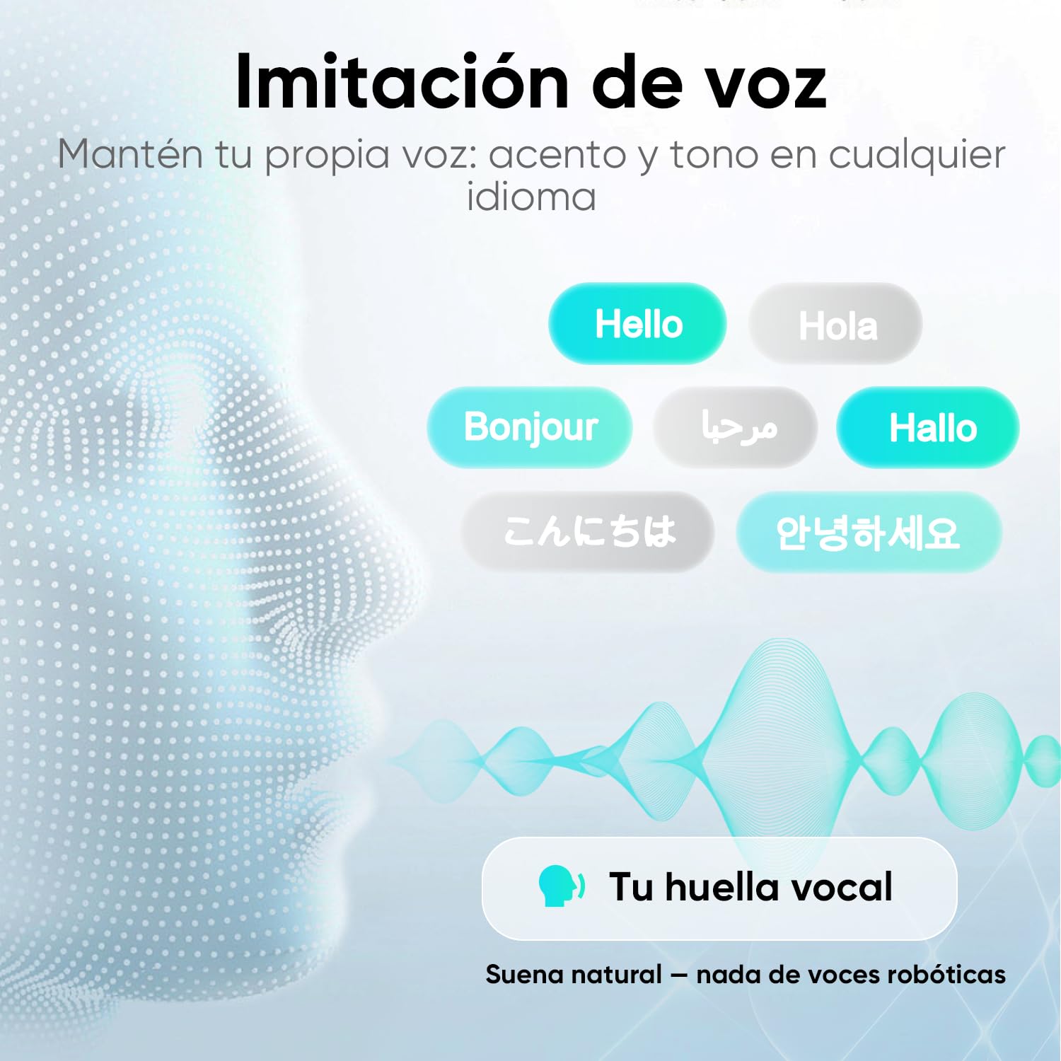 Traductor Instantáneo de Voz AI con Clonación de Voz, Traductor de Idiomas Portátil con Traducción en Tiempo Real, Funciona en Apps, Llamadas y Videollamadas, 140+ Idiomas para Viajes y Negocios