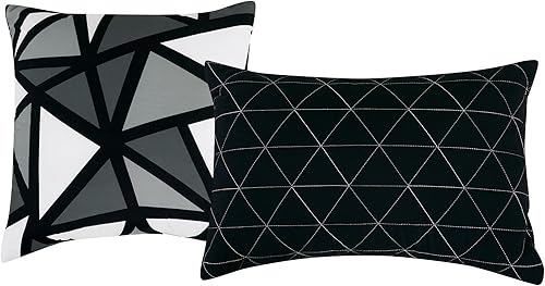 Miniatura 3 de ESCA Bed in a Bag Kirby - Juego de sábanas y edredón bordados de 9 piezas, color azul marino y gris, estándar Oeko-TEX 100, tamaño Queen