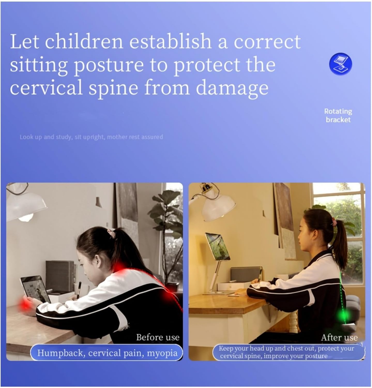 Tablet Stand, Retractable and Rotating Tablet Stand - Home Desk Accessories Reading Bookshelf Foldable, Retractable and Rotating