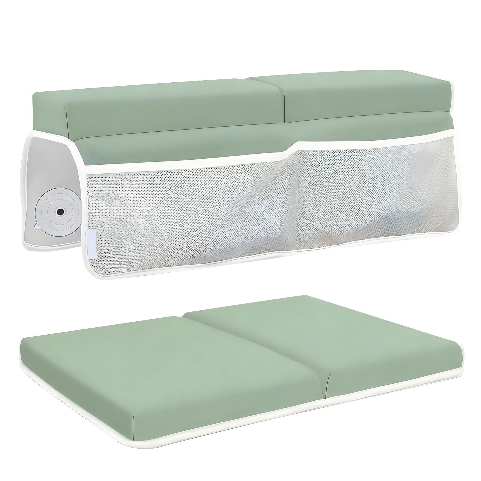 Almohadillas antideslizantes baño bebé con ventosas de alta absorción y almacenamiento de juguetes