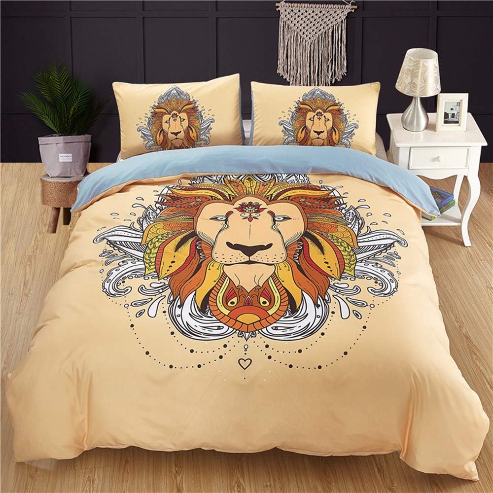 Ensemble de literie 200x200 cm motif lion 3D en microfibre de qualité supérieure