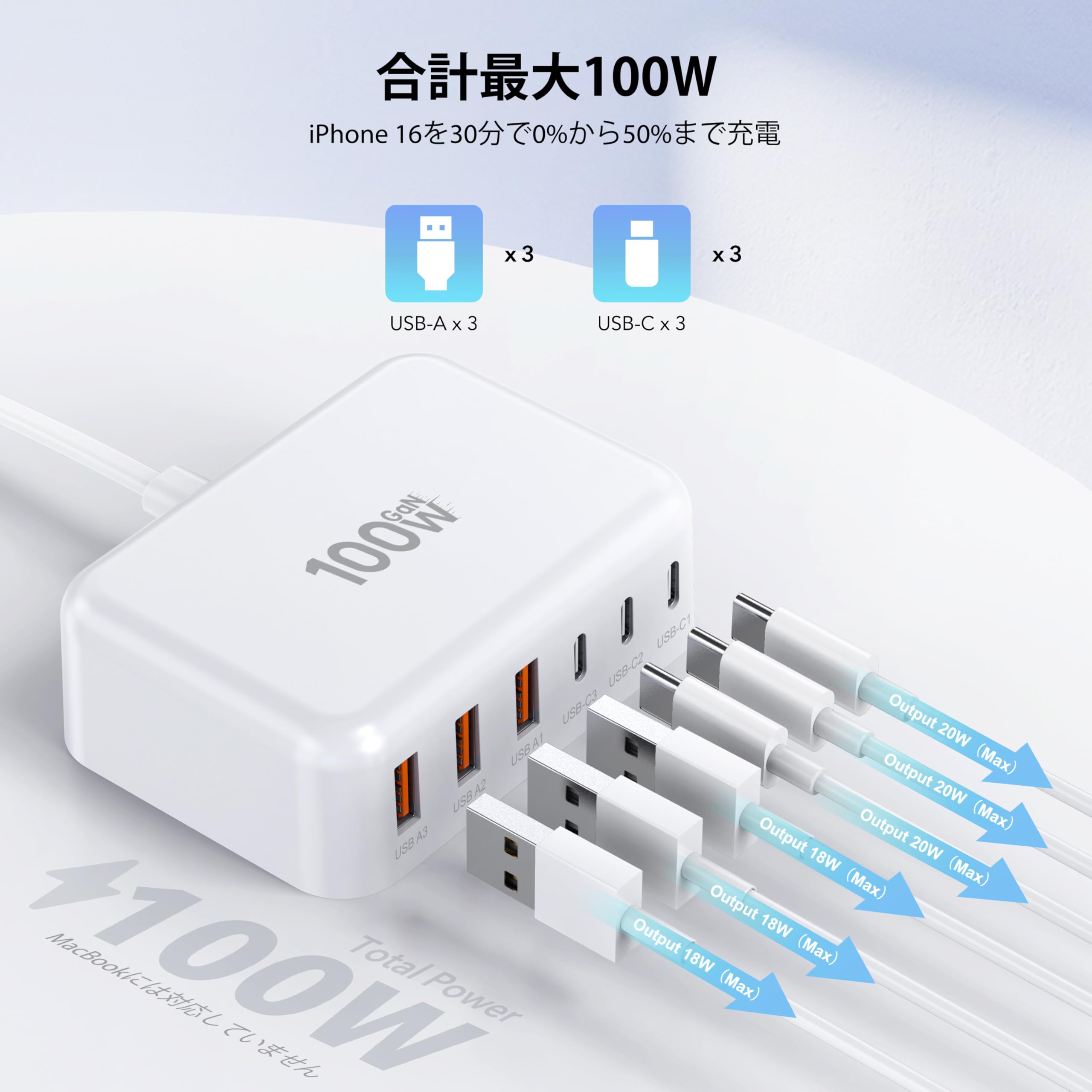 Amazon | 6ポート iPhone 16 急速充電器 USB コンセント ACアダプター